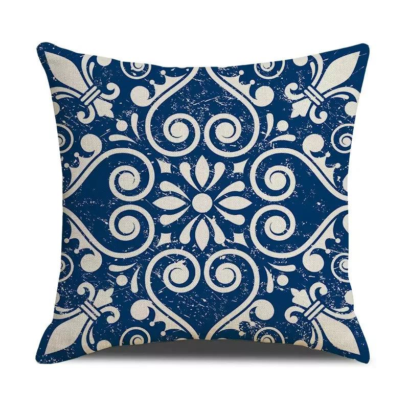 Nordic Folk Style Mandala Digital Printing Square Pillowcase Linen Sofa Pillow Cushion Cover