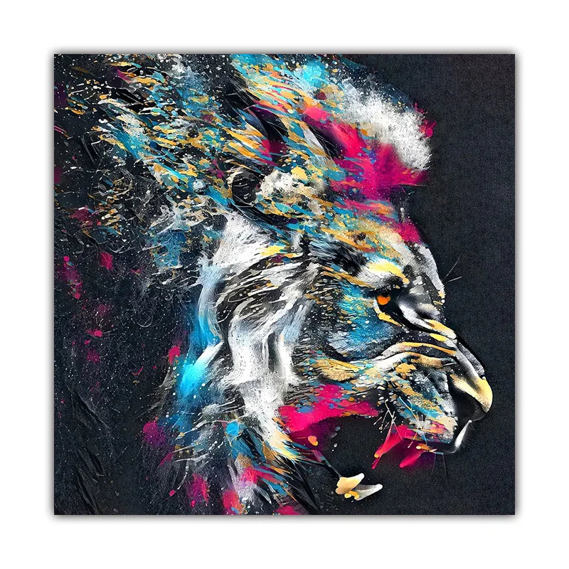 Lion Animal Watercolor Canvas Print Wall Art 60x60cm Personalized Personality Living Room Bedroom Home Office Wall Decor