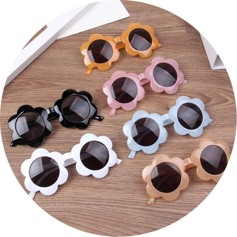 Wholesale Fashion Trendy Children Sun Glasses Cute Round Beach Anti UV Toddler Kids Flower Shades Sunglasses for Girls