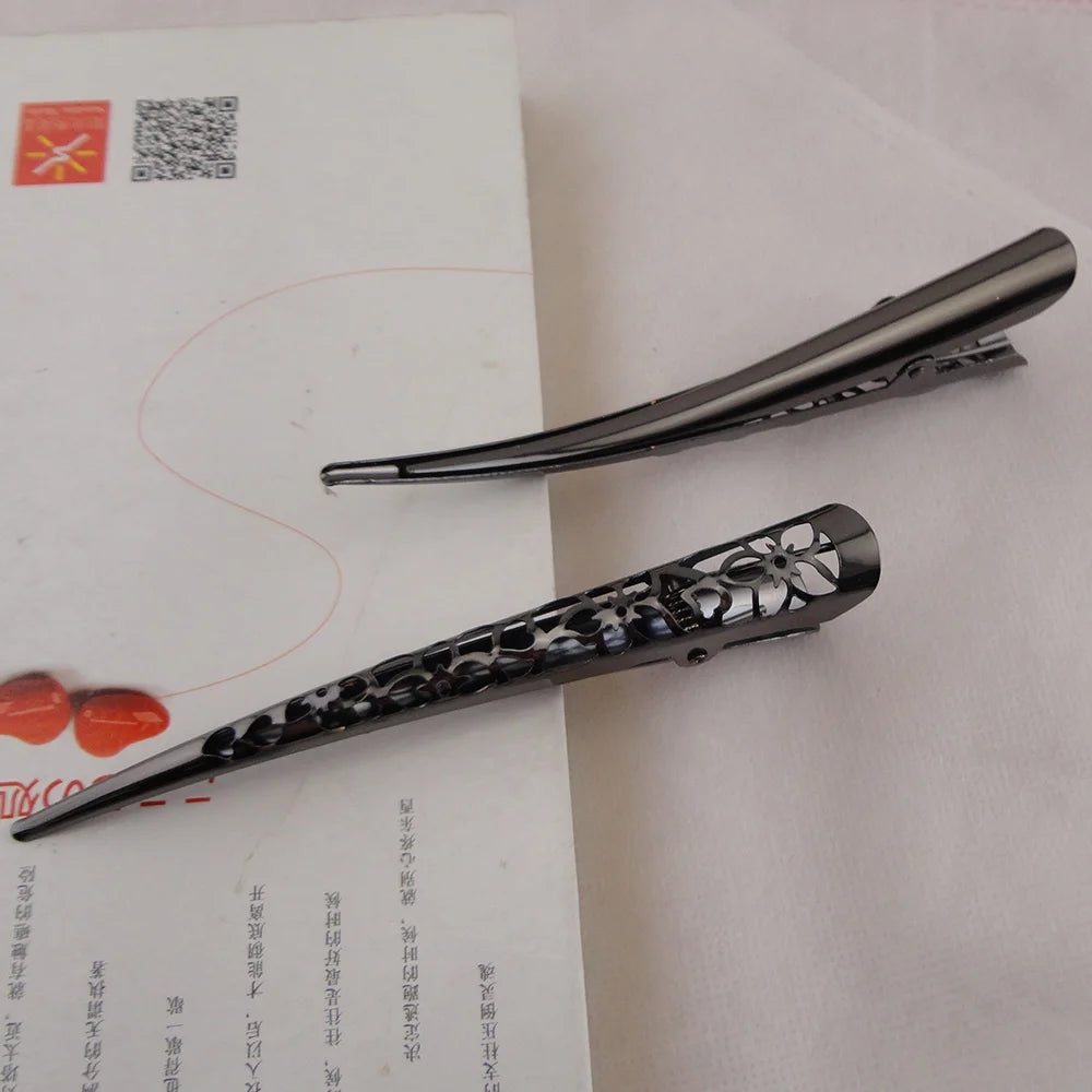 13cm Gunmetal Filigree Flower Metal Beak Clip Salon Hairpins Barrette for Women Hairdressing Large Alligator Hair Clips