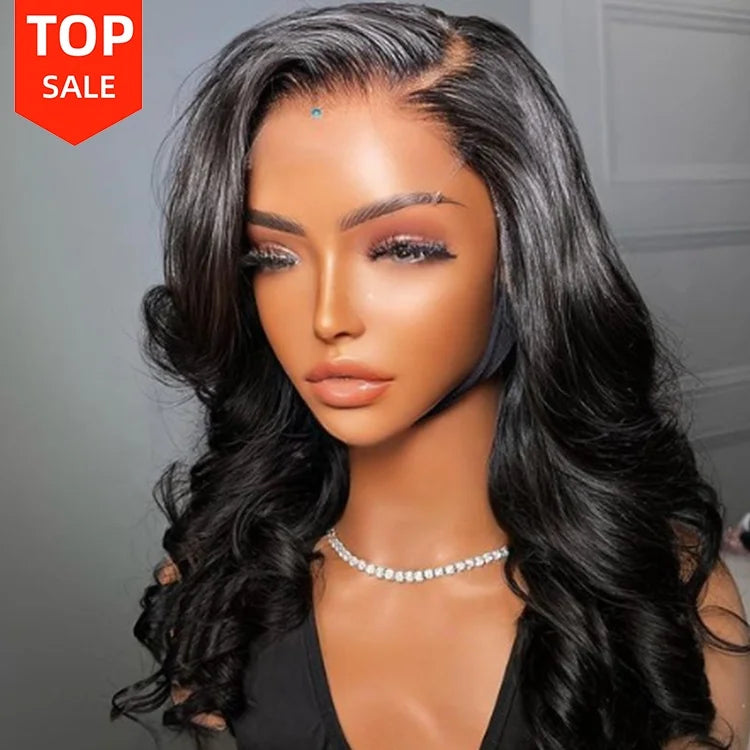 1Black Color Body Wave 4x4 Natural Hair Extensions & Wigs Peruvian HD Lace 4*4 Lace Closure Wig Human Hair Lace Front Wigs