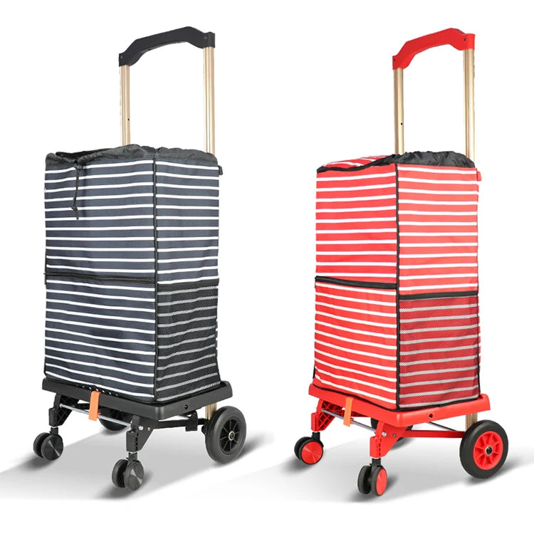 Custom Eco-Friendly Foldable Supermarket Trolleys Grocery Shopping Cart Bag Portable Folding Shopping Trolley Bag With Wheels