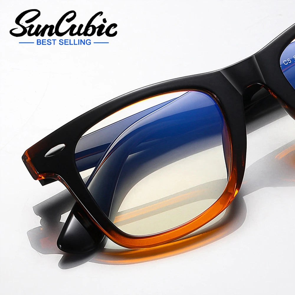 SunCubic TR90 Optical Eyeglasses for Men and Women New Design Classic Big Square Frame Anti Blue Light Fashion