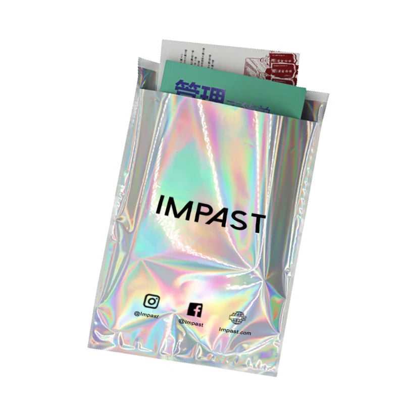 Metallic Rainbow Mailing Plastic Bag Packaging Mailer Bag Holographic Shipping Bags Custom Logo