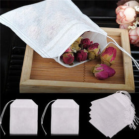 100 Pcs Disposable Tea Bags Filter Bags for Tea Infuser With String Heal Seal Food Grade Non-woven Fabric Spice Filters Teabags