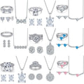 Simple Jewelry Set Good Jewelry Diamonds Halo Fashion Classic Colored Stones S925 Sterling Silver Set