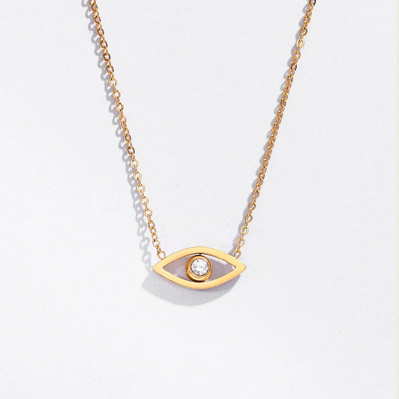 Joolim PVD 18k Gold Plated Waterproof Tarnish Free Cute Simple Cute CZ Eye Stainless Steel Necklace Fashion Jewelry MegaBDM