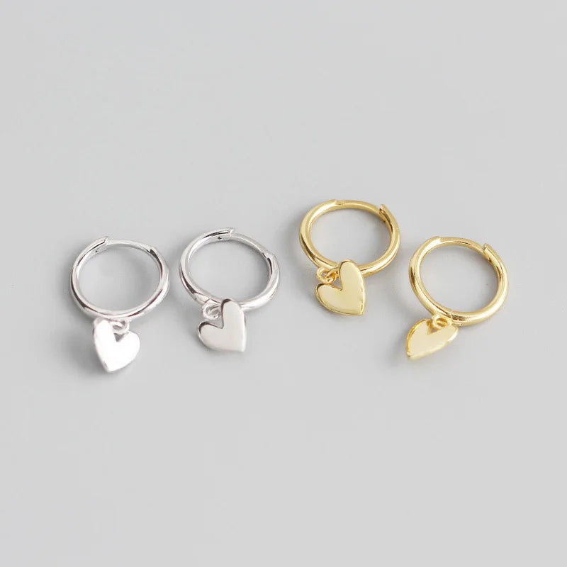 Dainty Little Love Heart Charm Earrings 925 Silver Earrings with Gold Plating Small Huggie Hoop Earrings Jewelry