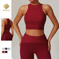 CNSHELL Custom Logo Nylon Ribbed Crew Neck Sleeveless Yoga Workout Gym Fitness Running Sports Bracer Tank Top