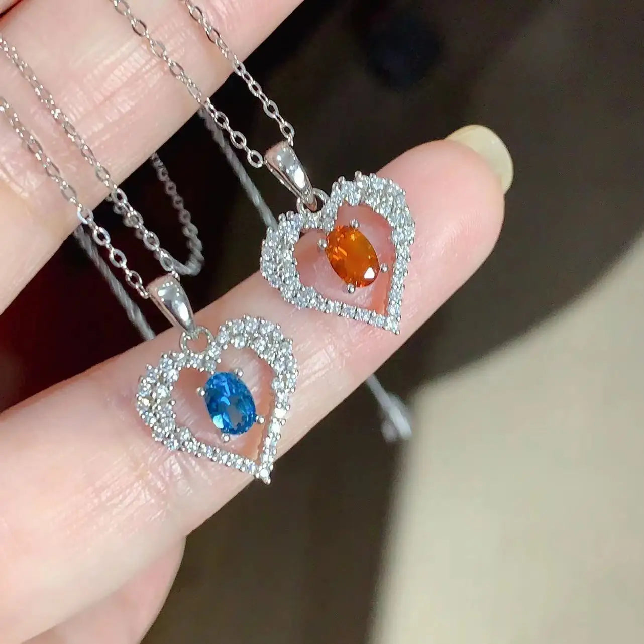 Hot Popular Wedding Necklace with 925 Sterling Silver Natural Topaz Crystal 'I Love You' Pendant Unique Crystal Pendants Charms