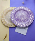 Wholesale 13 Inch Luxury Blue Green Peacock Charger Glass Dinnerware Western Style Eco-Friendly Handpainted Dish Sets Party