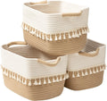 2024 Woven Storage Bin Set of 3Cotton Rope Basket for Storage Clothes Storage Basket Bin for Organizing and Storage for Books