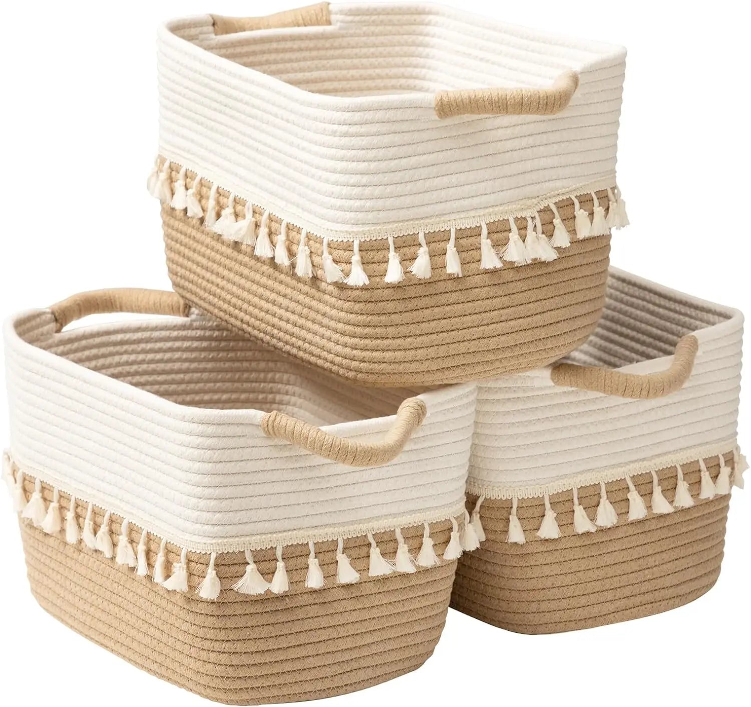 2024 Woven Storage Bin Set of 3Cotton Rope Basket for Storage Clothes Storage Basket Bin for Organizing and Storage for Books