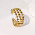 Beimai Customizable 18k Gold-Plated Three-Layer Open Adjustable Ring Fashionable OEM Stainless Steel Accessory