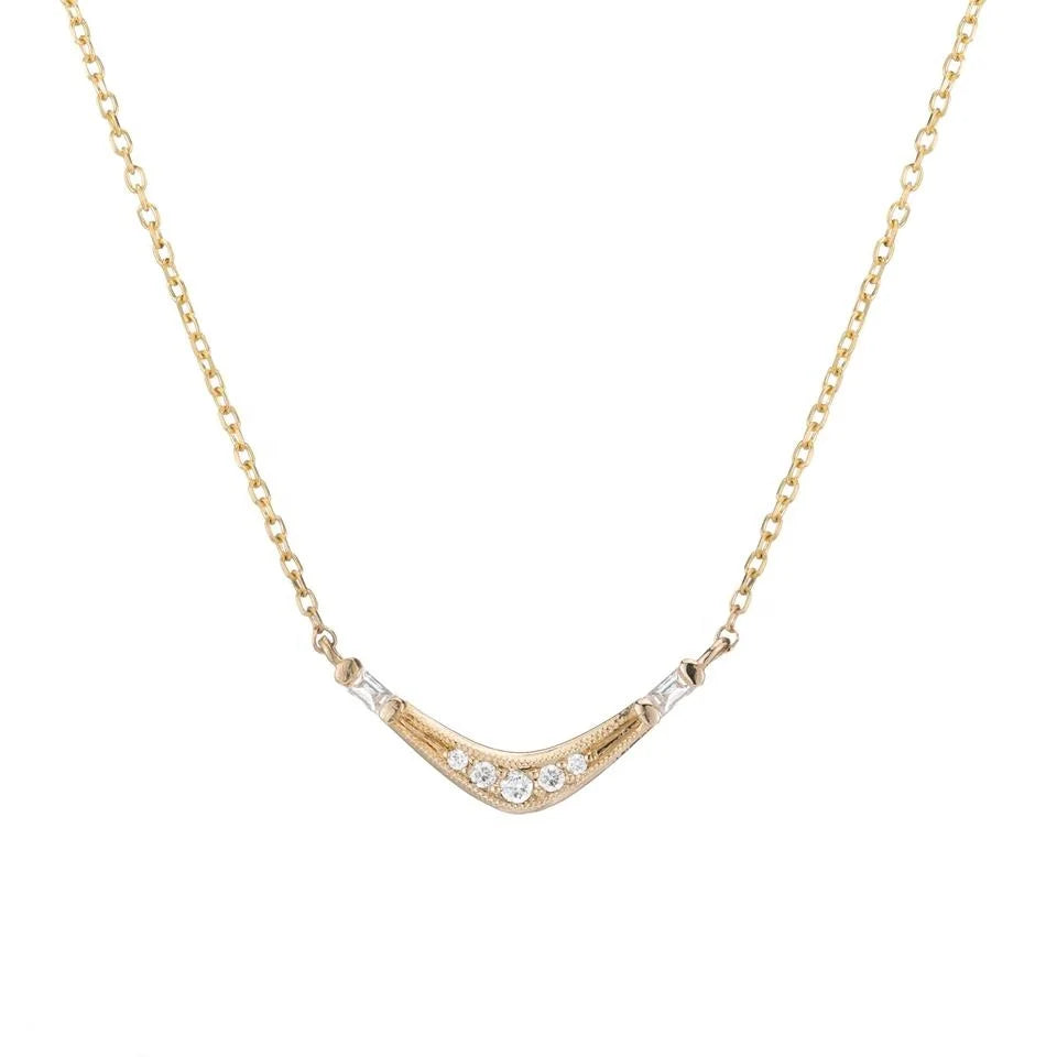 LOZRUNVE Custom Gold Plated Jewelry Fashion Baguette Wave Necklace Silver 925