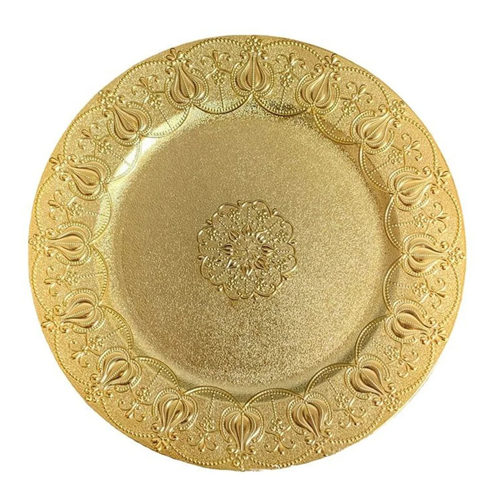 Wholesale 13 Inch High Quality Rose Gold Plastic Charger Plate Fast Food Tray Eco-Friendly in Stock