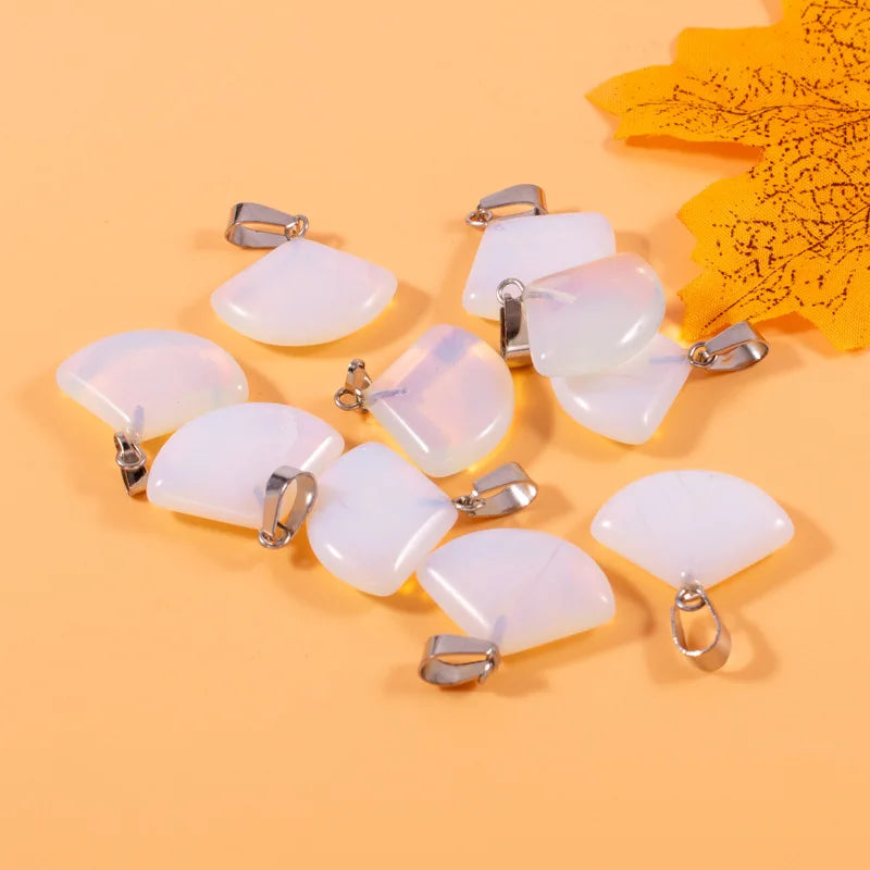 Huiying Chinese healing crystal opalite sector shape pendant jewelry