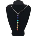 Yoga 7 Chakra Agate Pendant Necklace 8mm Natural Stone Beads Necklace for Women Gemstone Jewelry