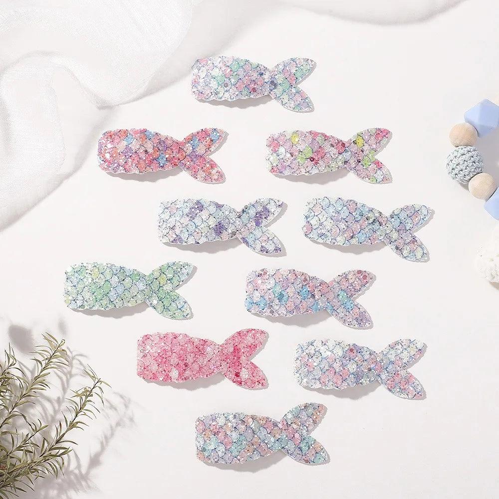 Premium Girls Sparkling Mermaid Hair Clip Set for KIds Sweet Style BB Clip Back With Sequin Mermaid Hairpin Broken Hairpin