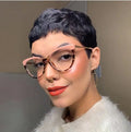 Retro Unisex TR90 Spring Metal Full-Rim Lightweight Durable Cat Eye Eyeglasses Frame with Anti-Blue Solid Pattern for Reading