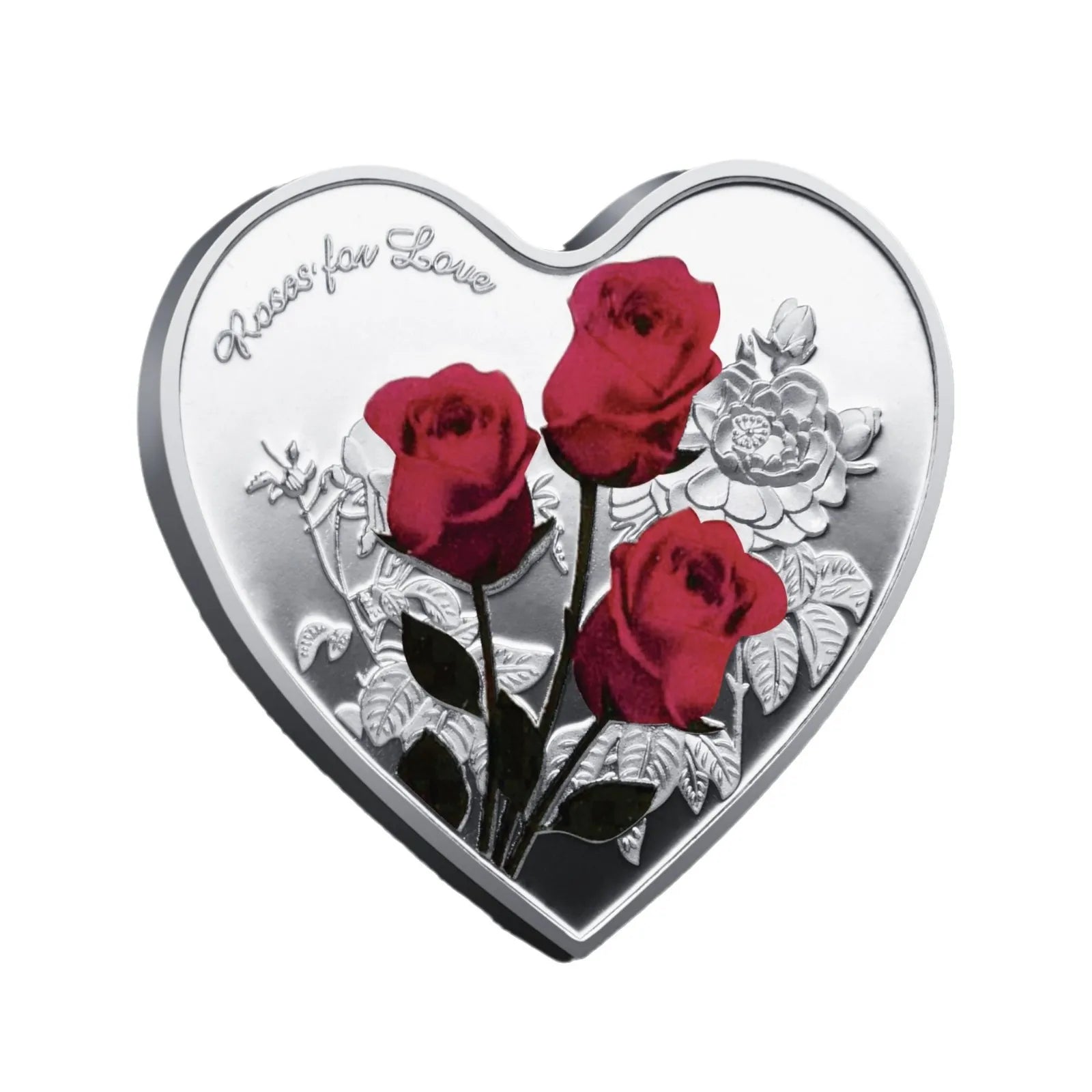 Wholesale Heart-Shaped Rose Commemorative Medals Valentine's Day Souvenirs and Gifts Metal Confession Coins with Love Theme
