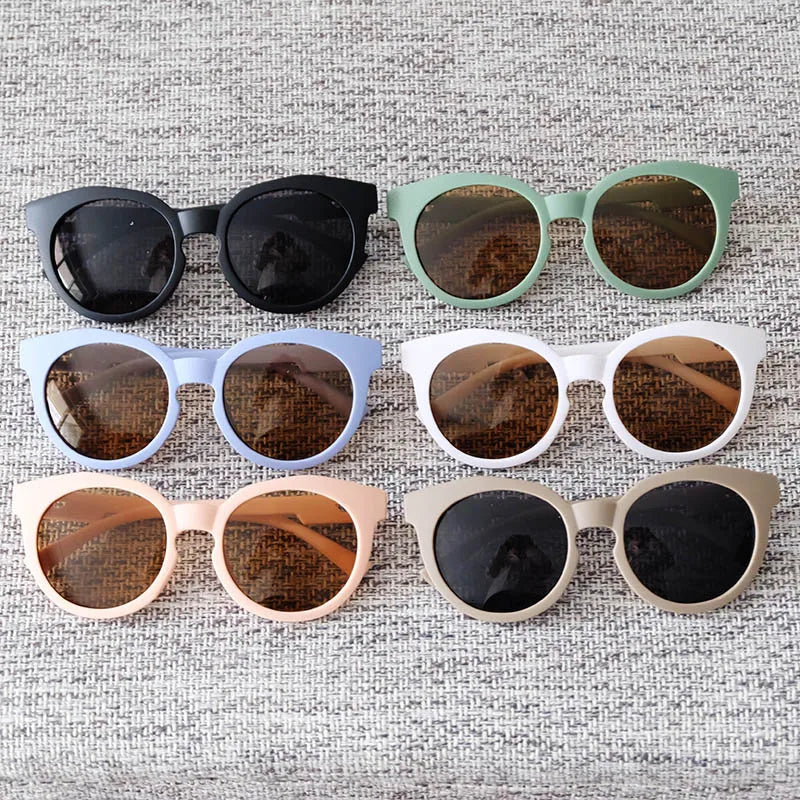 Promotion Kids Sunglasses with Purple Red Blue Plastic Round Frames Custom Logo Children Sun Glasses for Boys and Girls
