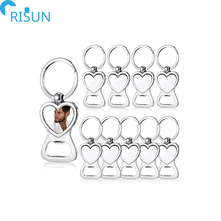 Customized Personalized Photo Beer Bottle Opener Keyring Key Sublimation Aluminum Heat Transfer Friends Blank Keychain Llavero