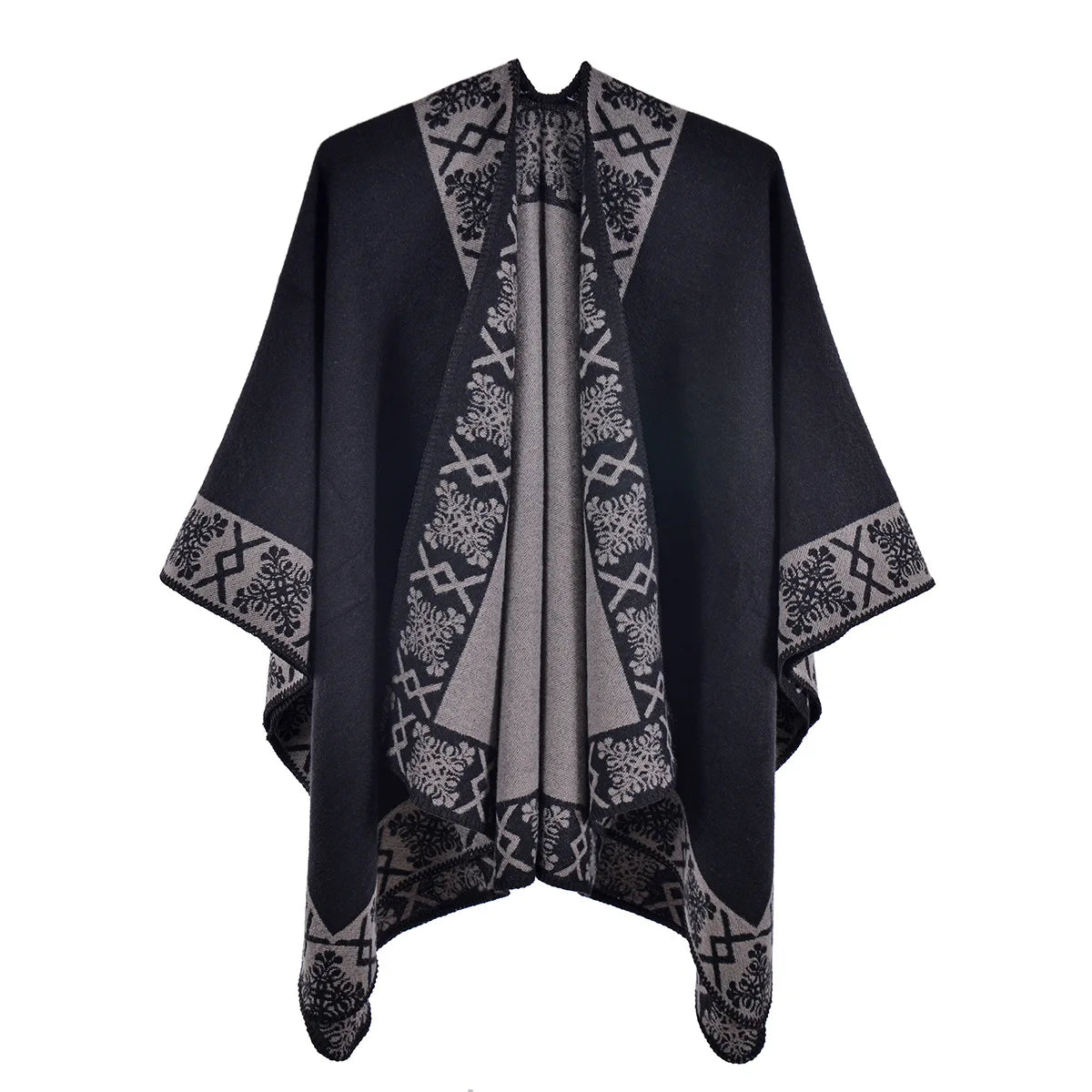 Wholesale Ladies Classy Outdoor Winter Capes Vintage Mexican Style Fringe Plus Size Women Warm Boho Imitation Cashmere Ponchos