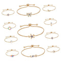 18k Gold Plated Box Chain Adjustable Crystal Rhinestone Turkish Evil Eyes Butterfly Bracelet Blue Starfish Lucky Eyes Bracelets