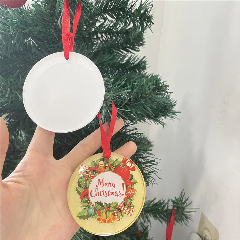 MDFSUB Round 3 Inch Sublim Acrylic Pendant White Blank Sublimation Hanging Christmas Ornaments for Decor