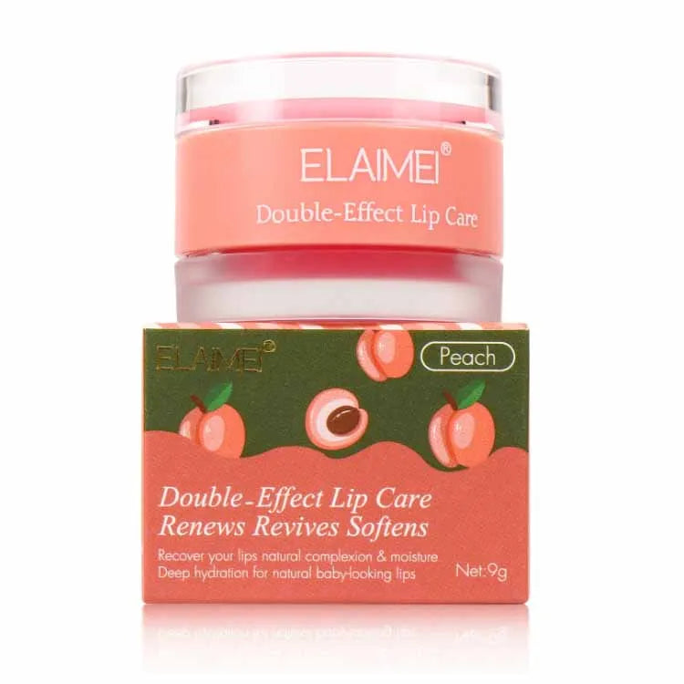 ELAIMEI 2 in 1 Night Lip Mask Repair Lip Exfoliator Scrub With Brush Lavender Peach Orange Strawberry Moisturizer Lip Balm