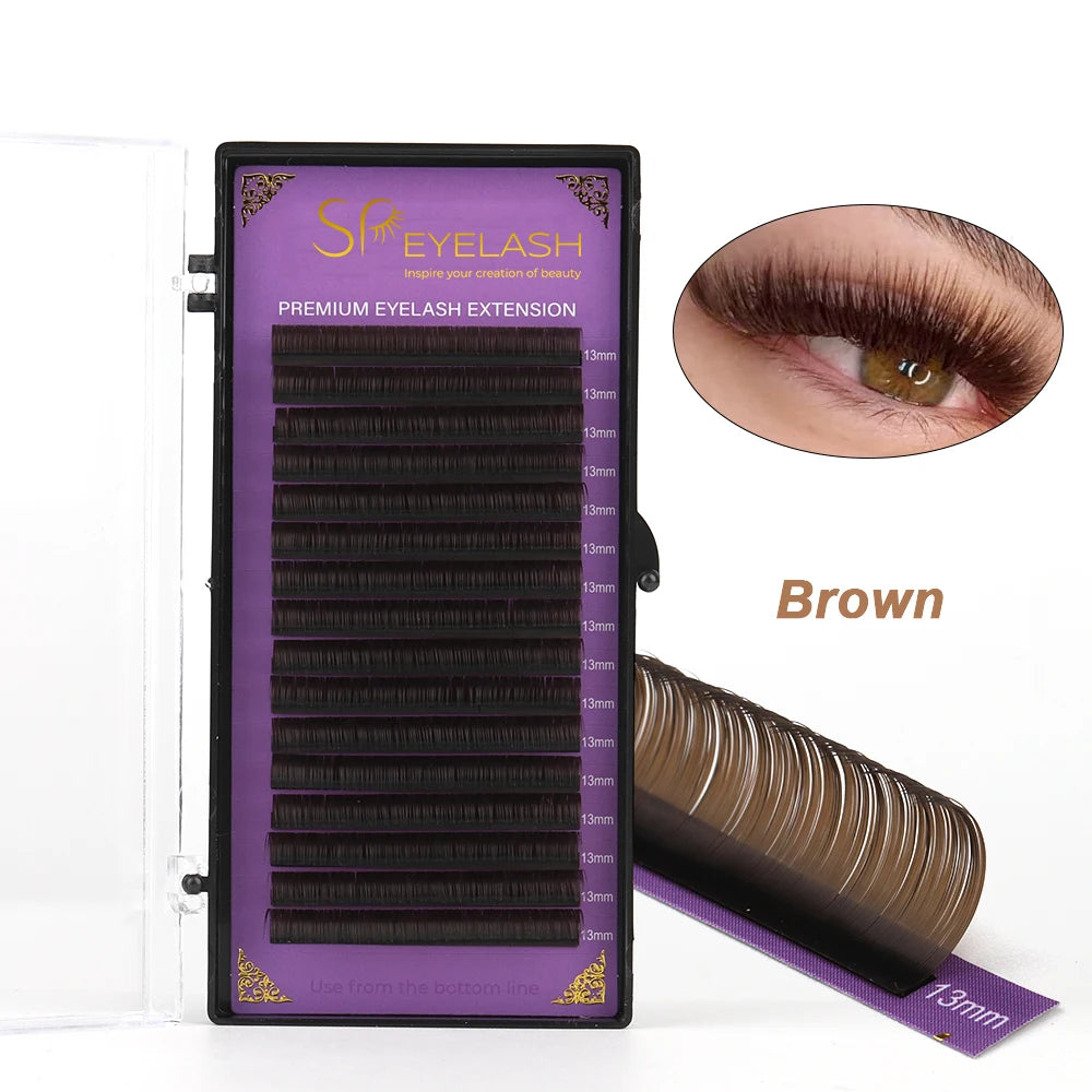 SP EYELASH Premium 0.07 Color Volume Cashmere D Curl Individual Eyelash Extension Brown Lash Extension