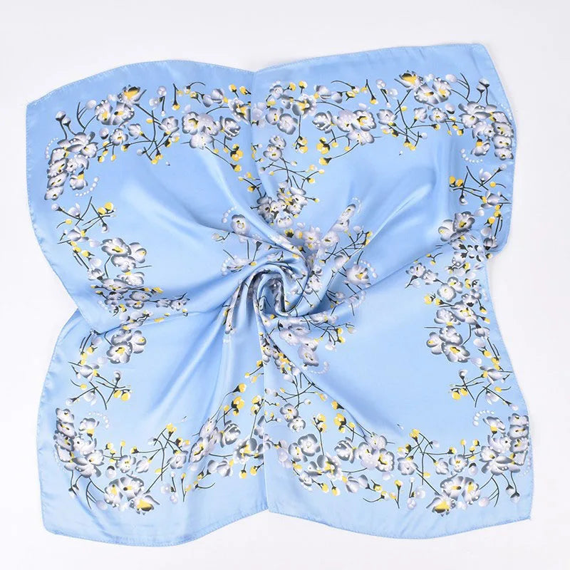 2026 European New Spot Wholesale Women's square Tudung Silk Scarf Fashion Floral Print 70 * 70 cm square Scarf