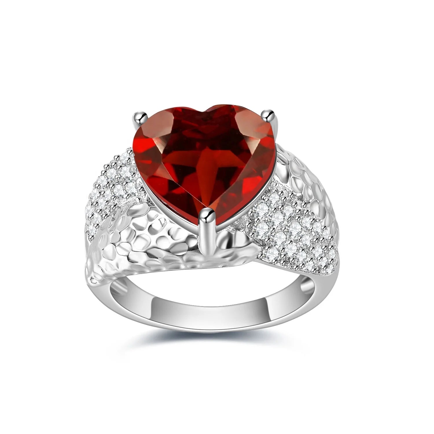 3 Years Plating Lasting Wholesale Heart Shape Natural Red Agate Gemstone Custom Silver Rings Jewelry Women