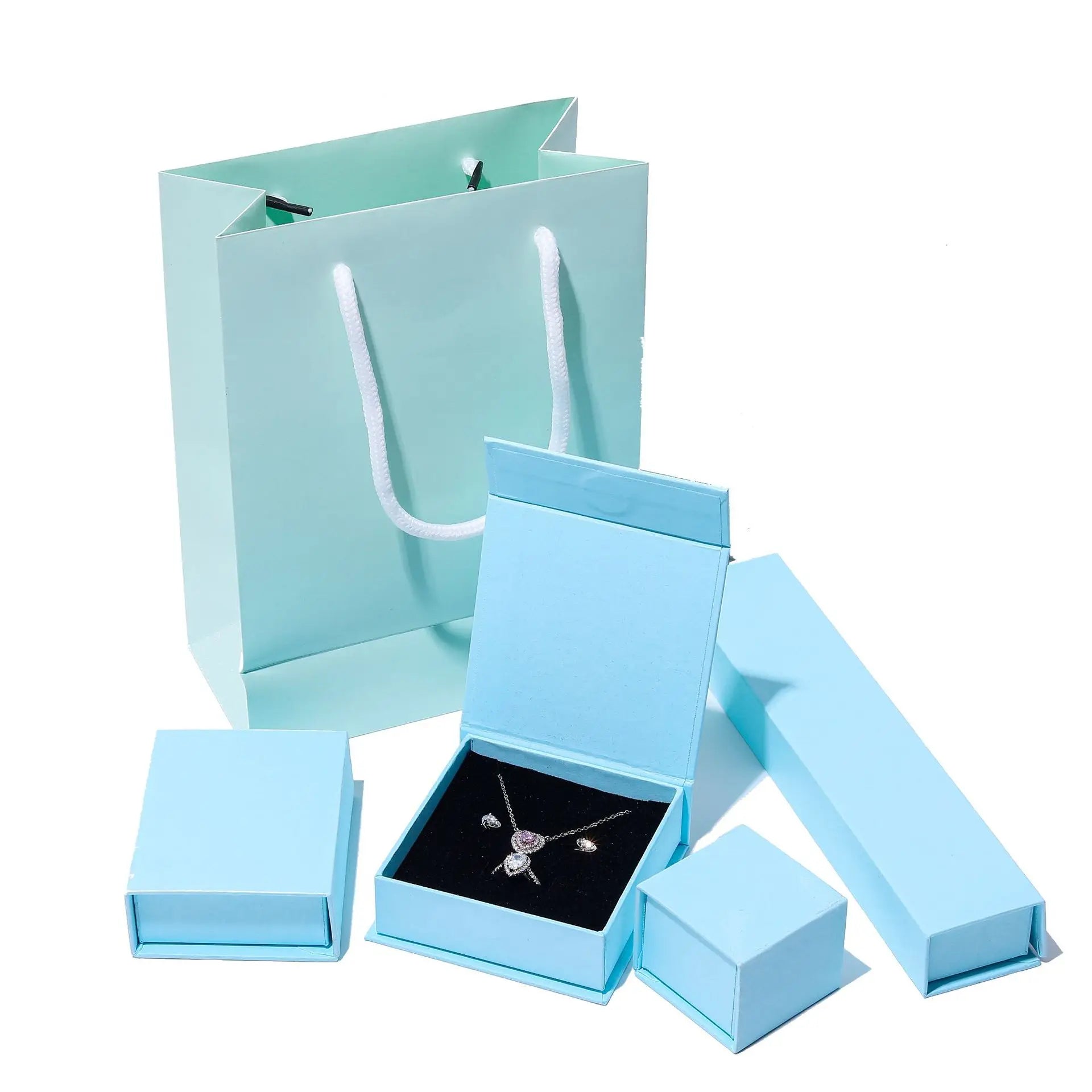 LATEEN Manufacturer Spot New White Paper Jewelry Box Set Clamshell High-end Gift Box for Ring Necklace Eco-friendly Recyclable