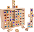 128pcs Rainbow Acrylic Block Construction Toy Sensory Montessori Toys Preschool Learning Colorful Wooden Building Blocks Set