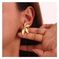 18K Gold Plated Stainless Steel Leaves Shape Unique Earrings for Women Leaf Flower Earring Women's Jewelry