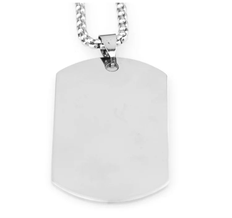 Hot Fashion Simple Couple Gift Custom Named Logo Engraved Pendant Stainless Steel Chain Jewelry Men's Necklace
