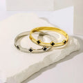 Nabest Stainless Steel Layers Rhinestone Clovers Bangle Jewelry Wholesale 18K Gold Plated Women Bracelet and Bangle