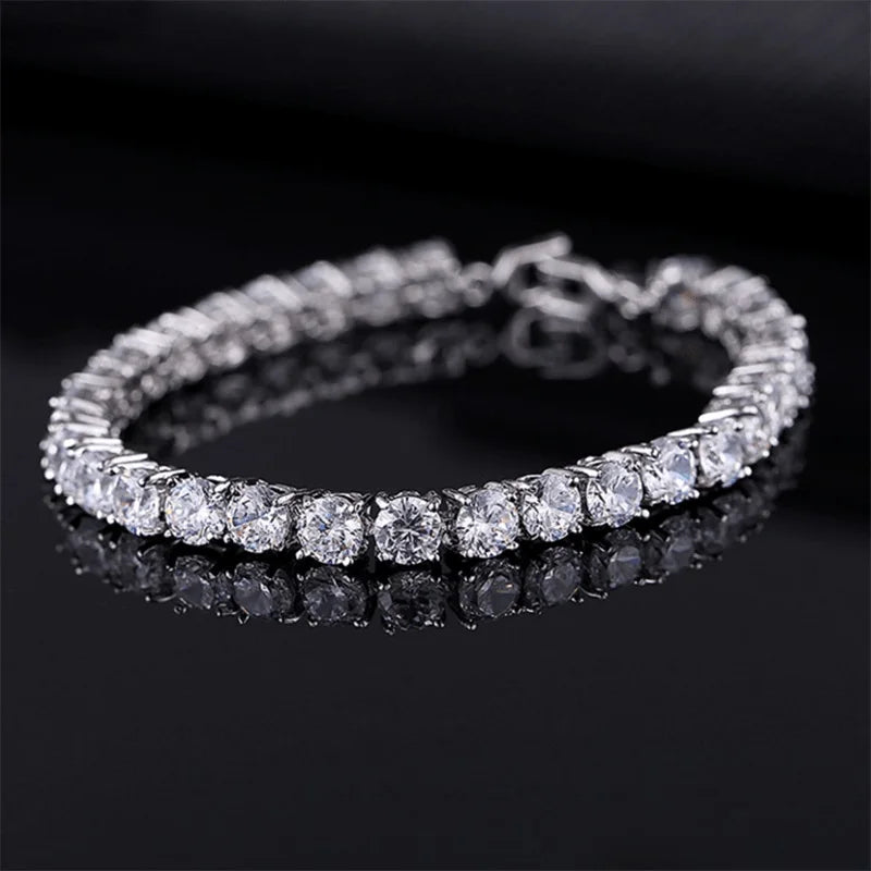 Luxury 4mm Women's Tennis Bracelet Gold Silver Plated Cubic Zirconia Iced out Crystal Diamond Chain Fashion Charm Jewelry