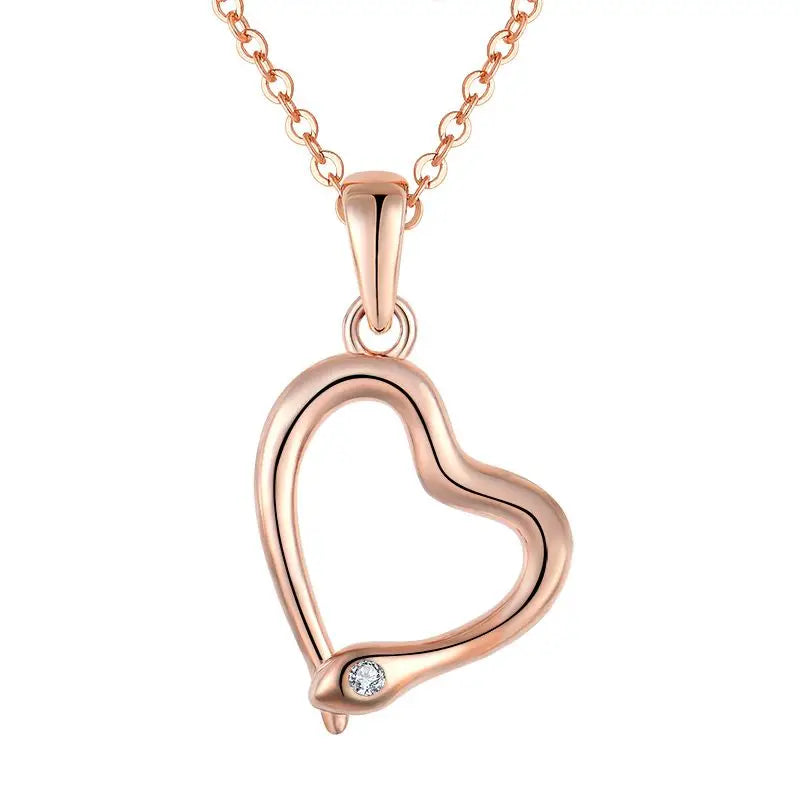 Custom Personalized Cubic Zirconia Customizable 925 Silver Heart Shaped Rose Gold Plated Diamond Pendant Necklace
