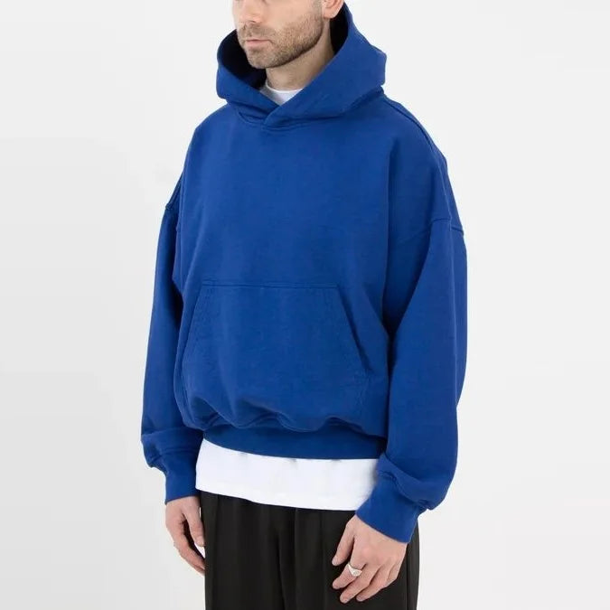 Wholesale Custom Logo  Plain Blank Men Oversized Thick Heavyweight Cotton Cropped Boxy Hoodies for Men