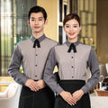 Restaurant Kitchen Hotel Catering Pub Bar Unisex Staff Waiter Server Waitress Button-down Uniform Tops Shirt Long Sleeve Shirts