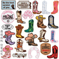 Large Collection Embroidered Iron on pink Howdy Cowboy Cowgirl  Boots  Patch for Clothing Hat Bag Decoration