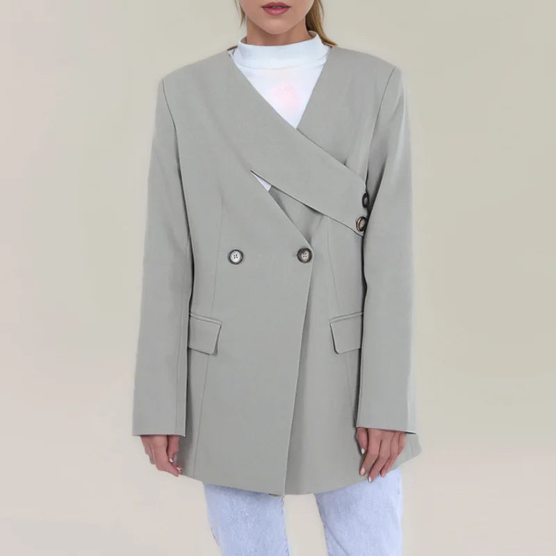 Boutique Wholesale 2026 Spring French Cross Design V-neck Fashion Irregular Waist Waist Versatile Women's Suit