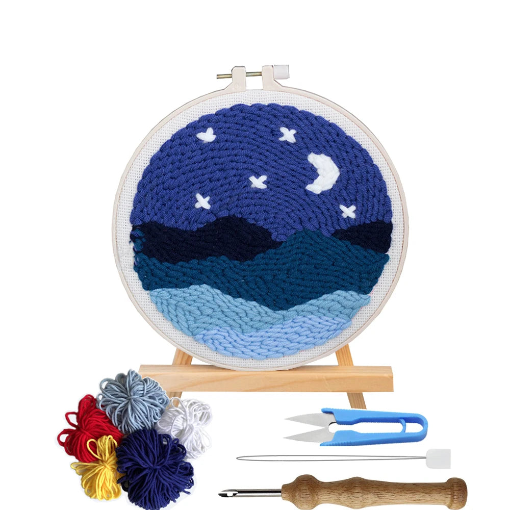Wholesale Landscape Crafts Wall Art Cross Stitch Embroidery Punch Needle Kit