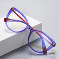 Cat's Eye Anti Blue Light Flat Mirror 2128 Plain Face European and American Style Large Frame Glasses TR90 Women's Eye Frame