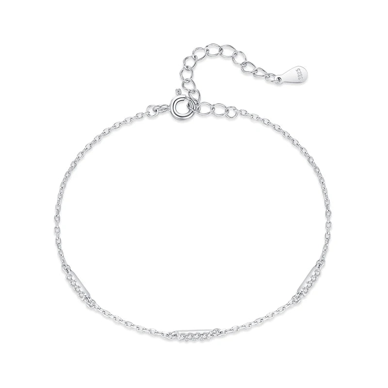 SL1804 925 Sterling Silver Exquisite Elegant Dazzling Adjustable Link Chain Bracelet for Women Wedding Engagement Jewelry