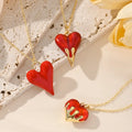 2025 Trendy Enamel Heart Charm Necklace 18K Gold Plated Chain Jewelry Necklace for Women Girls