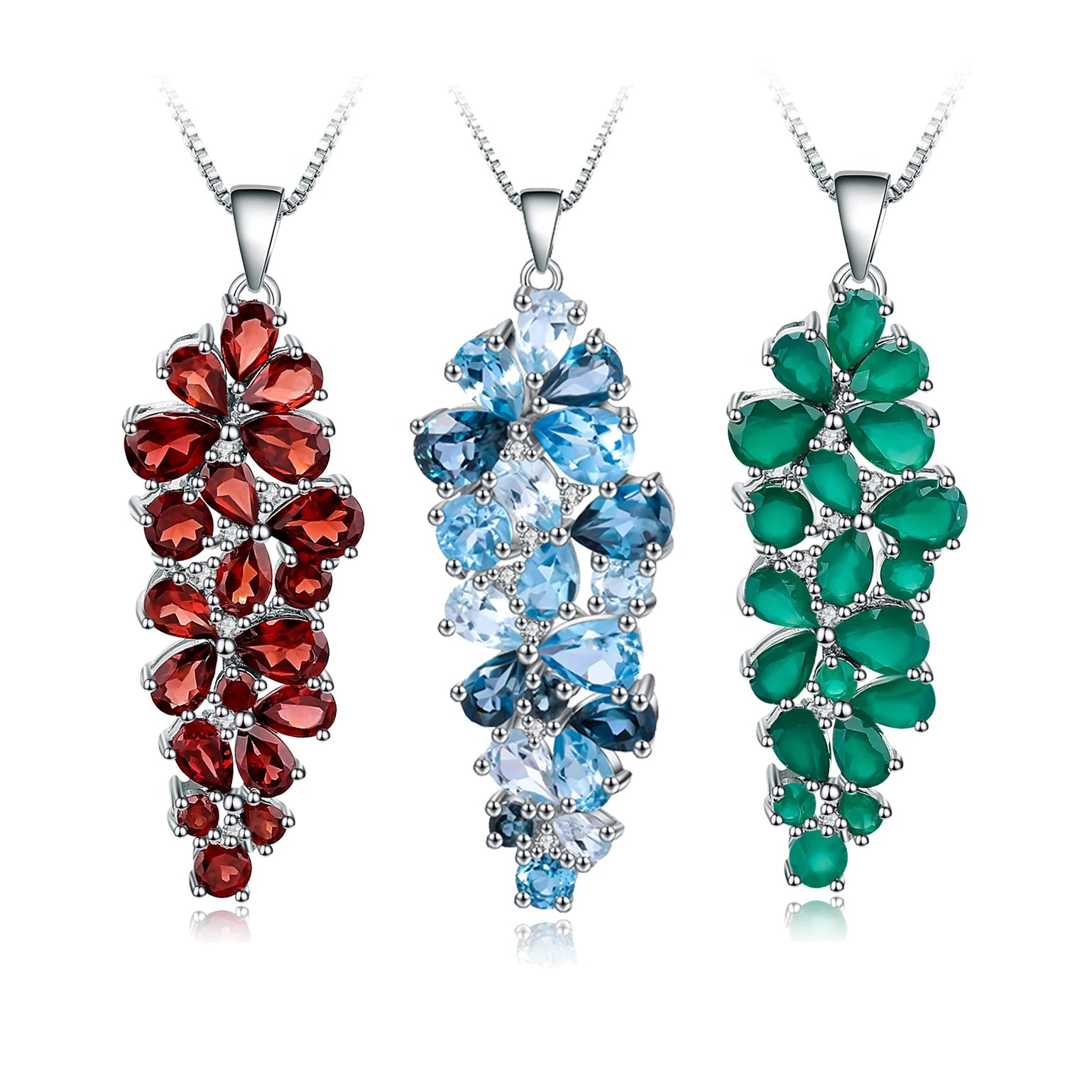 A3163 Abiding Multi Natural Gemstone Pendant Elegant 925 Sterling Silver Fine Jewelry Pendant for Women Wedding Gift
